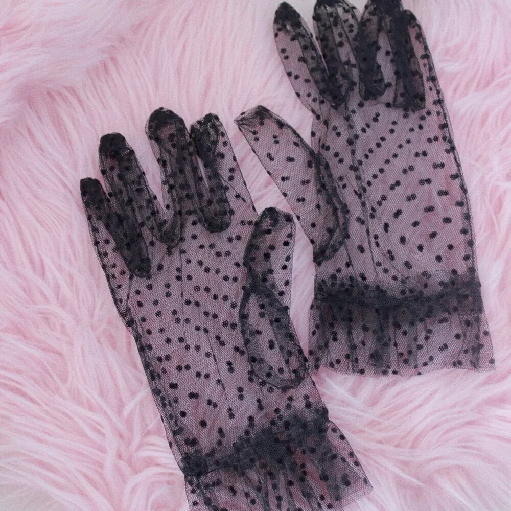 Black Polka Dot Sheer Gloves